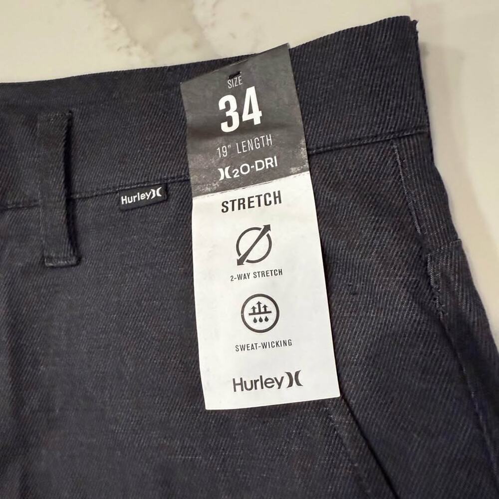Hurley NWT H2O-Dri Cutback Chino Golf Shorts Men's 34 Charcoal Gray Performance - Picture 3 of 8